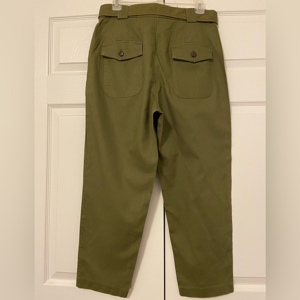 Banana Republic Olive Green Straight Leg Paperbag Pants - Picture 2 of 4